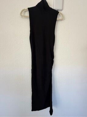 Zara Black Sleeveless Turtleneck Midi Dress